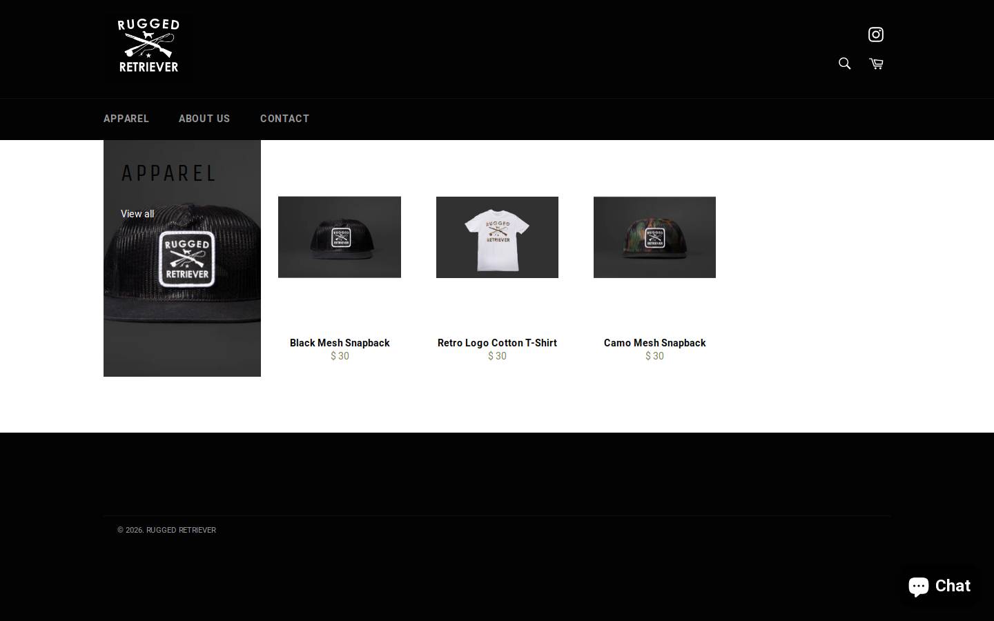ruggedretriever.com homepage screenshot