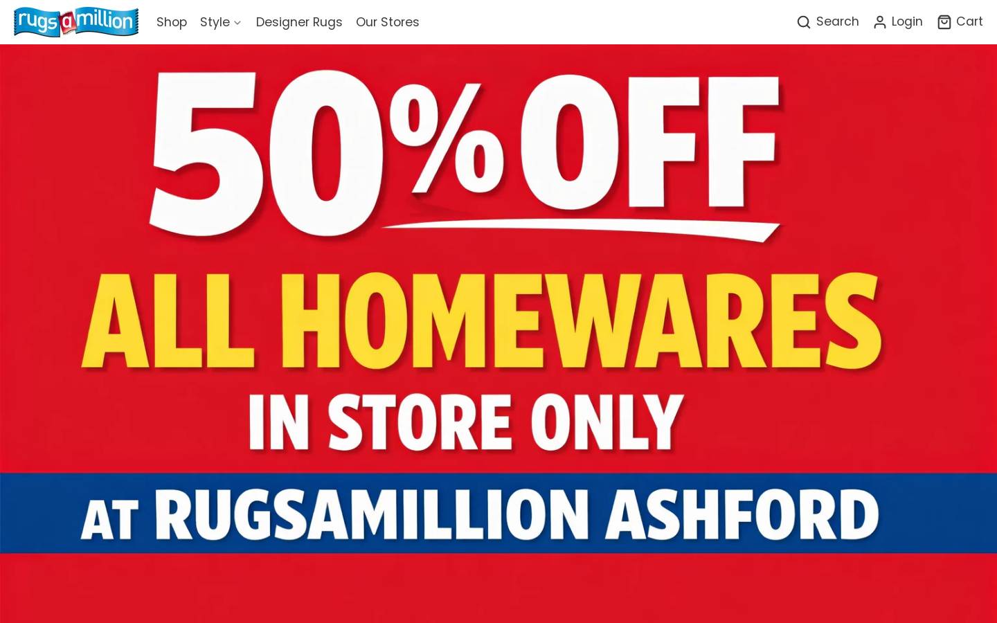 Rugs A Million homepage screenshot