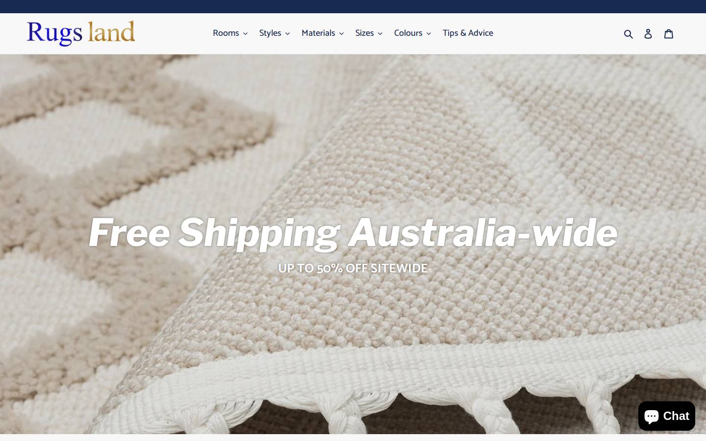 rugsland.com.au homepage screenshot