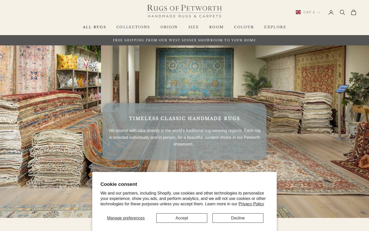 Rugs of Petworth homepage screenshot