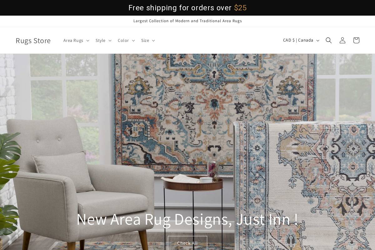 rugsstore.ca homepage screenshot