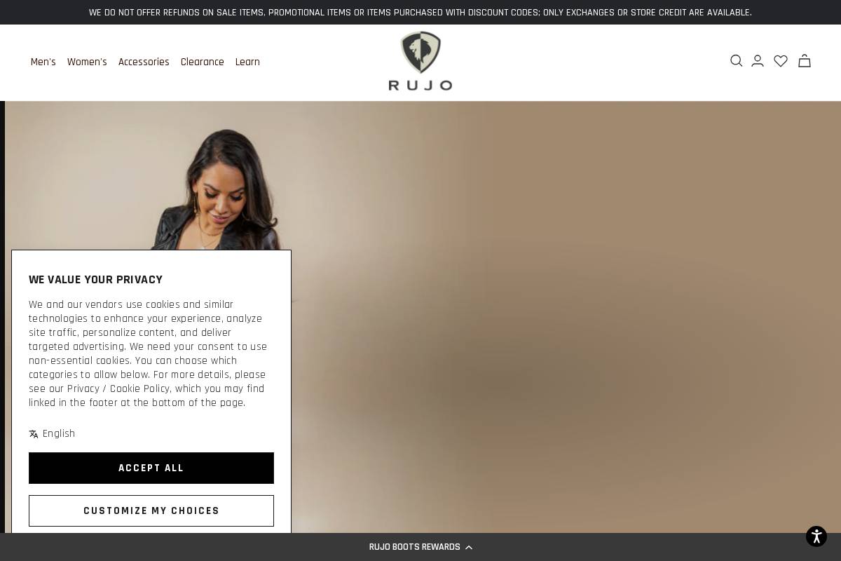 rujoboots.com homepage screenshot
