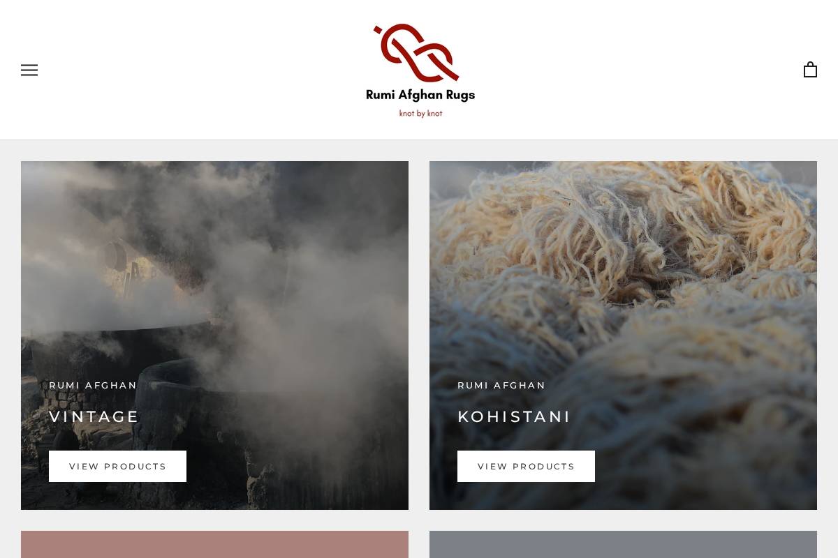 rumiafghanrugs.com homepage screenshot