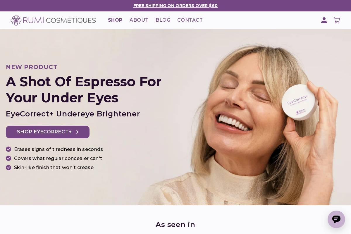 Rumi Cosmetiques homepage screenshot