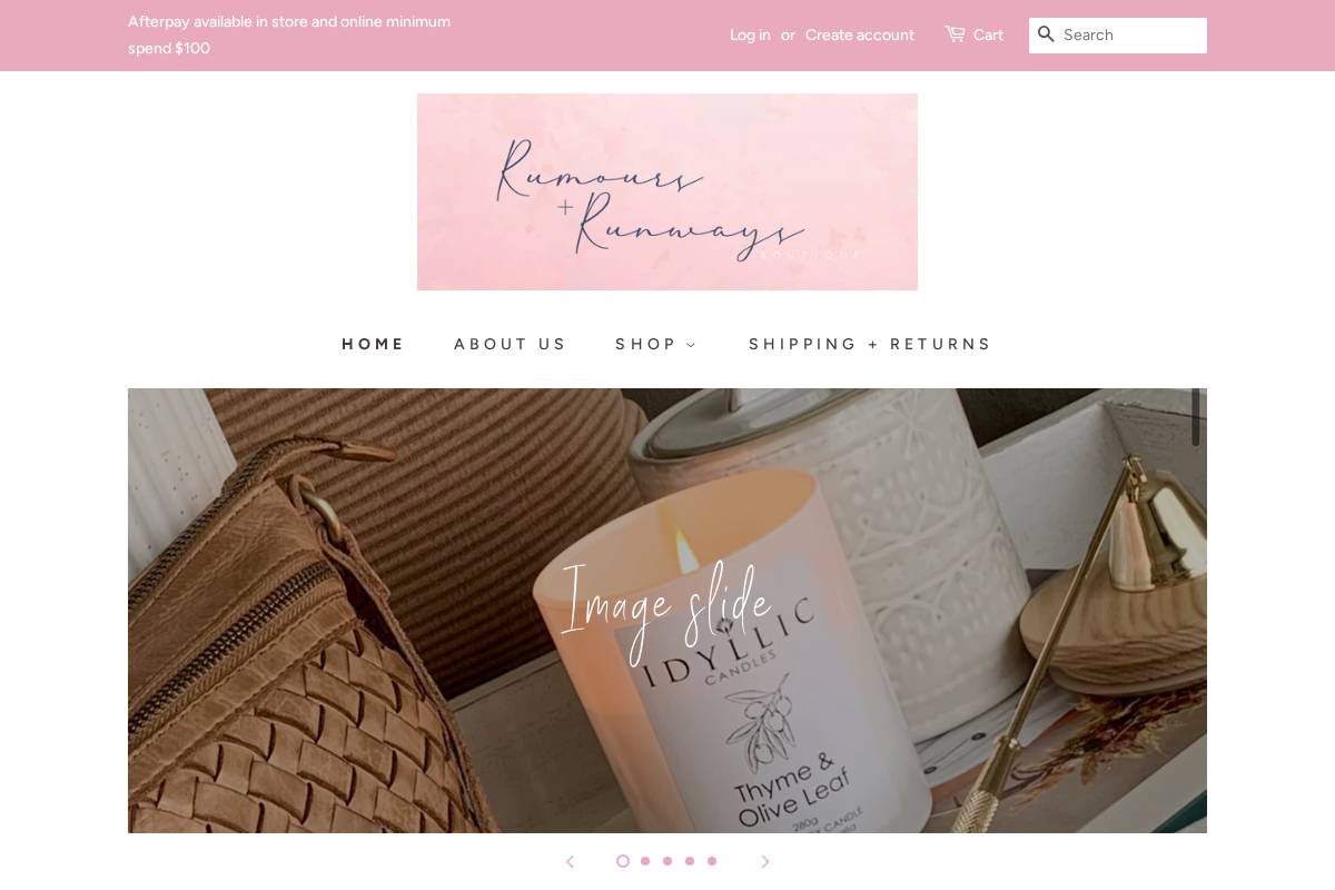 rumoursandrunways.com homepage screenshot