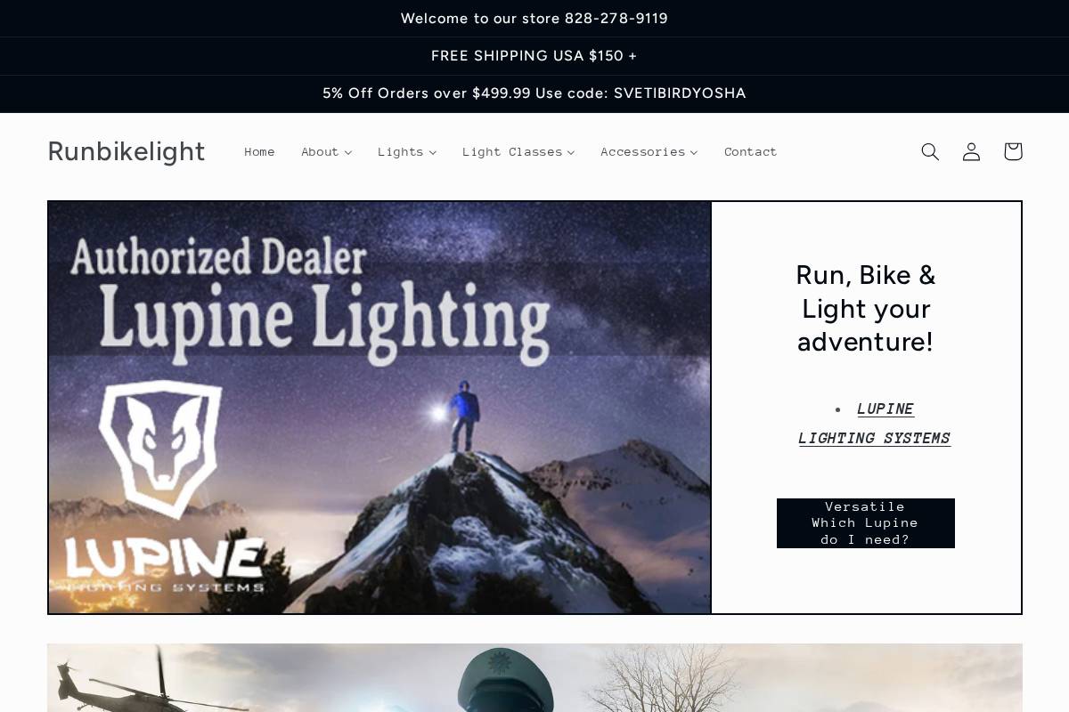 runbikelight.com homepage screenshot