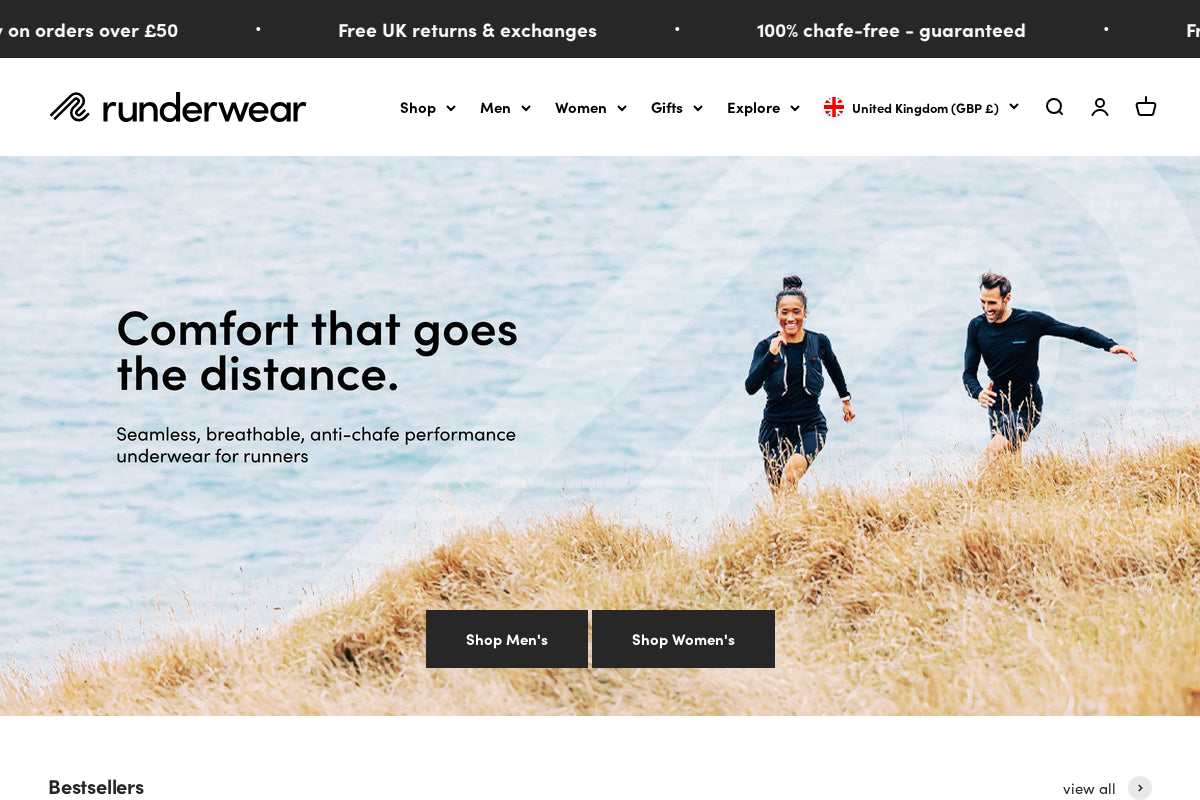 runderwear homepage screenshot