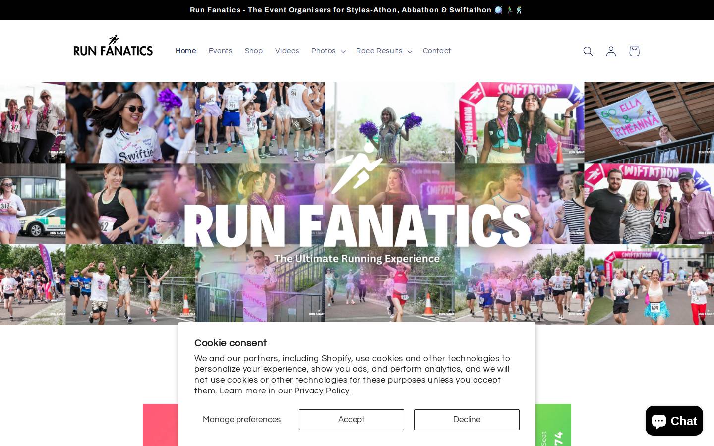 Run Fanatics homepage screenshot