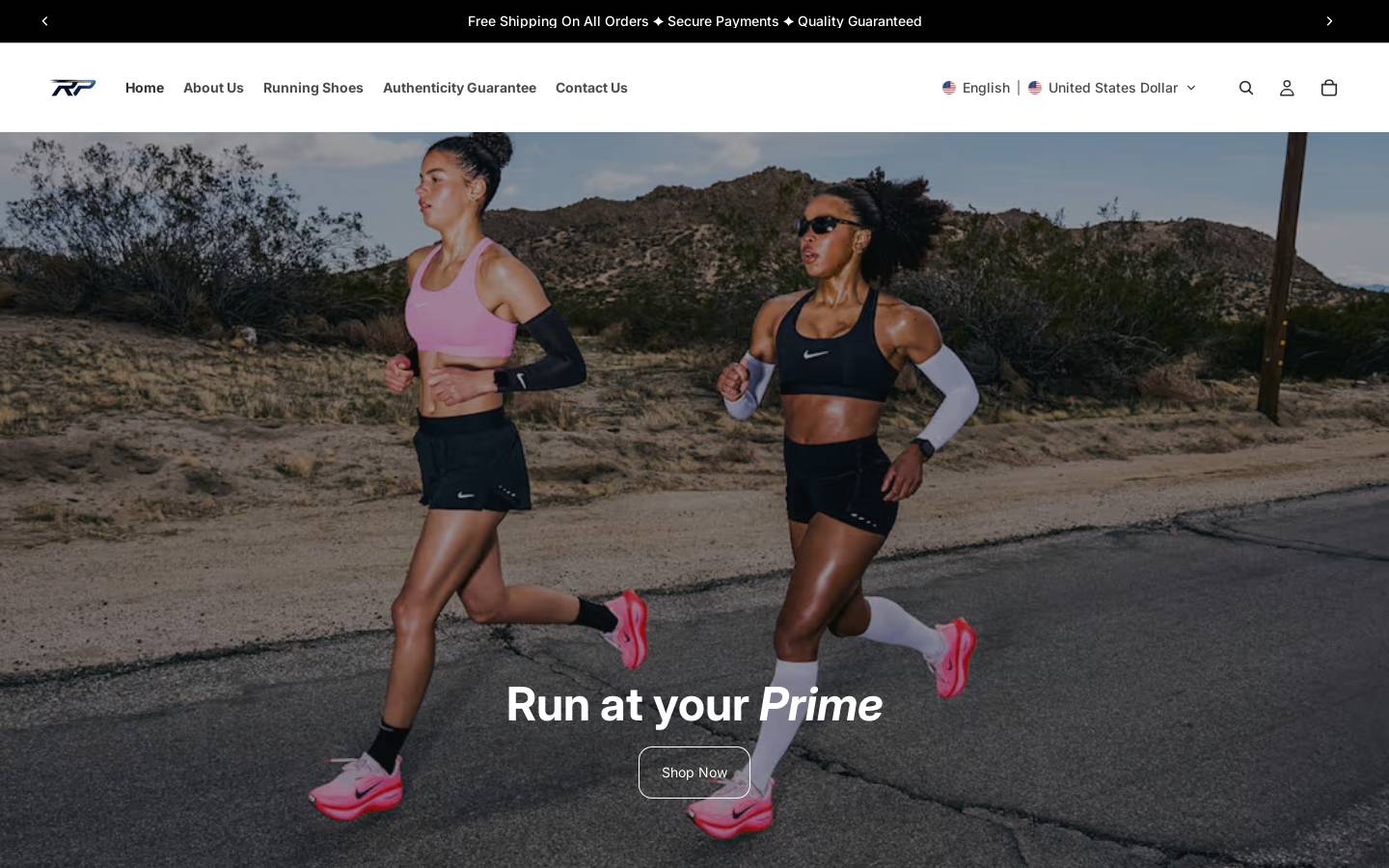Runningprime homepage screenshot
