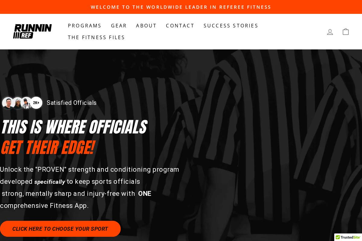 runninref.com homepage screenshot