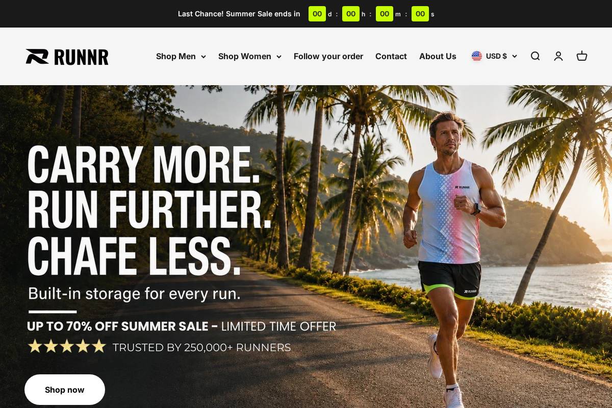Runnractive homepage screenshot