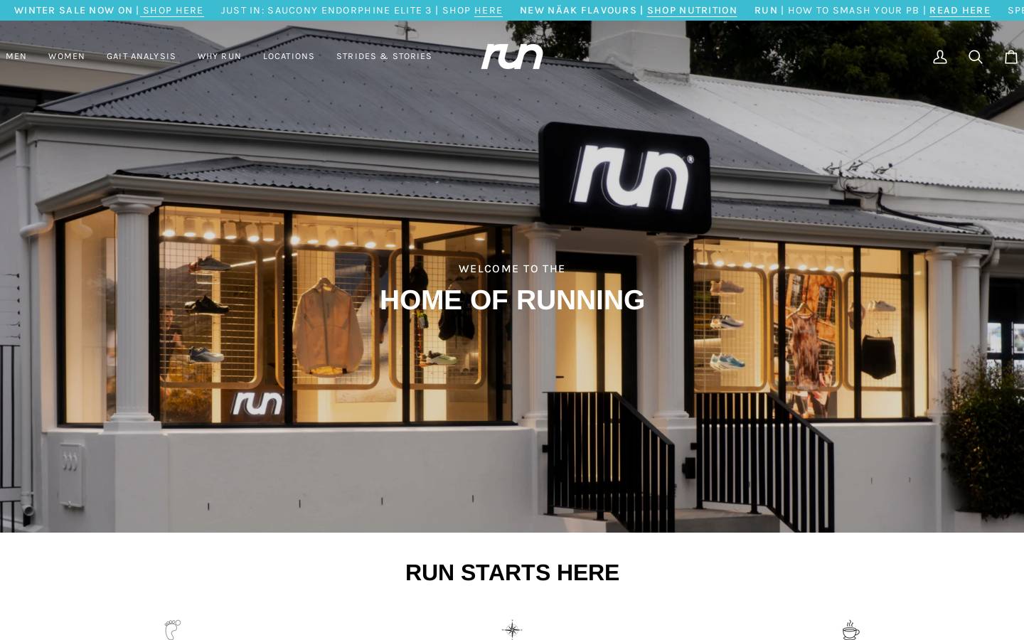 runstore.co.za homepage screenshot