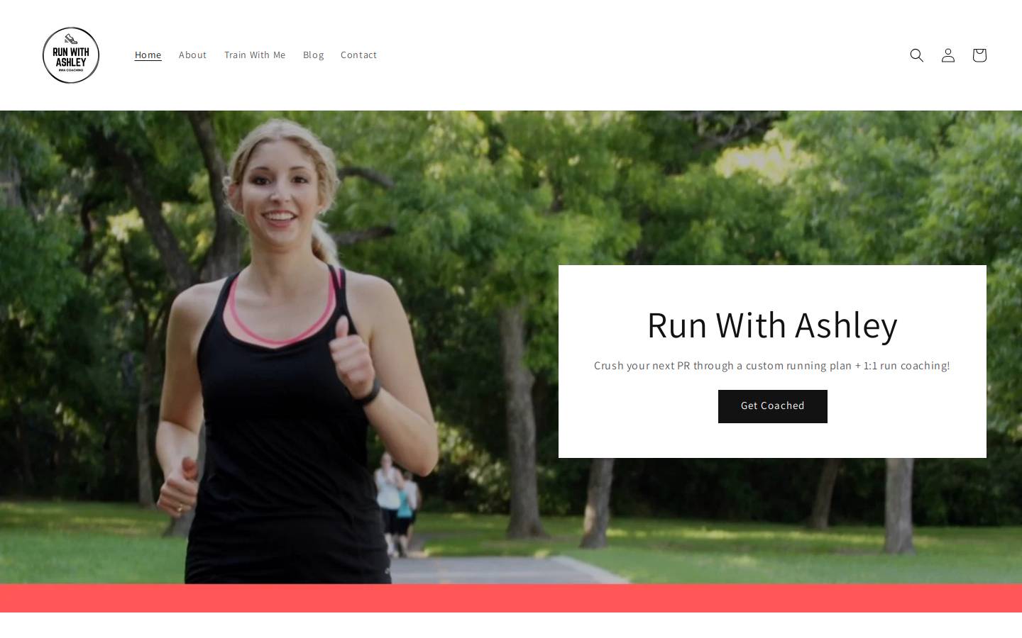 runwithashley.com homepage screenshot