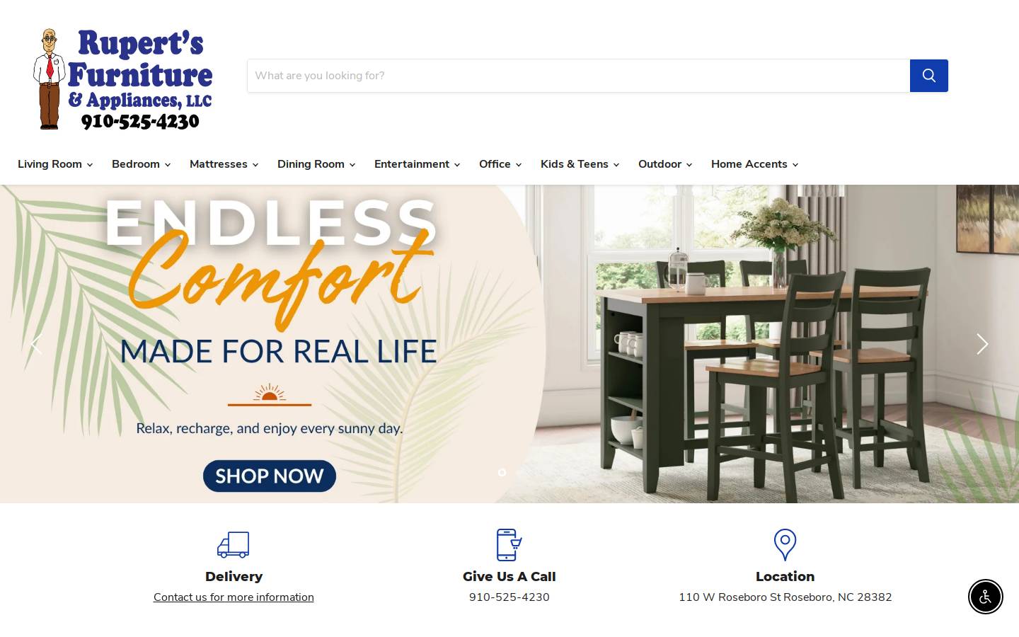 rupertsfurniture.com homepage screenshot
