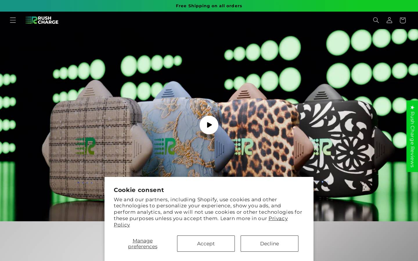 rushcharge.com homepage screenshot