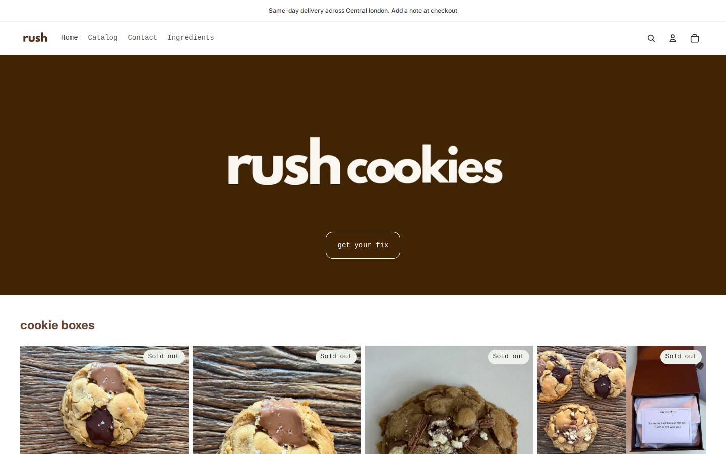 rushcookies.com homepage screenshot