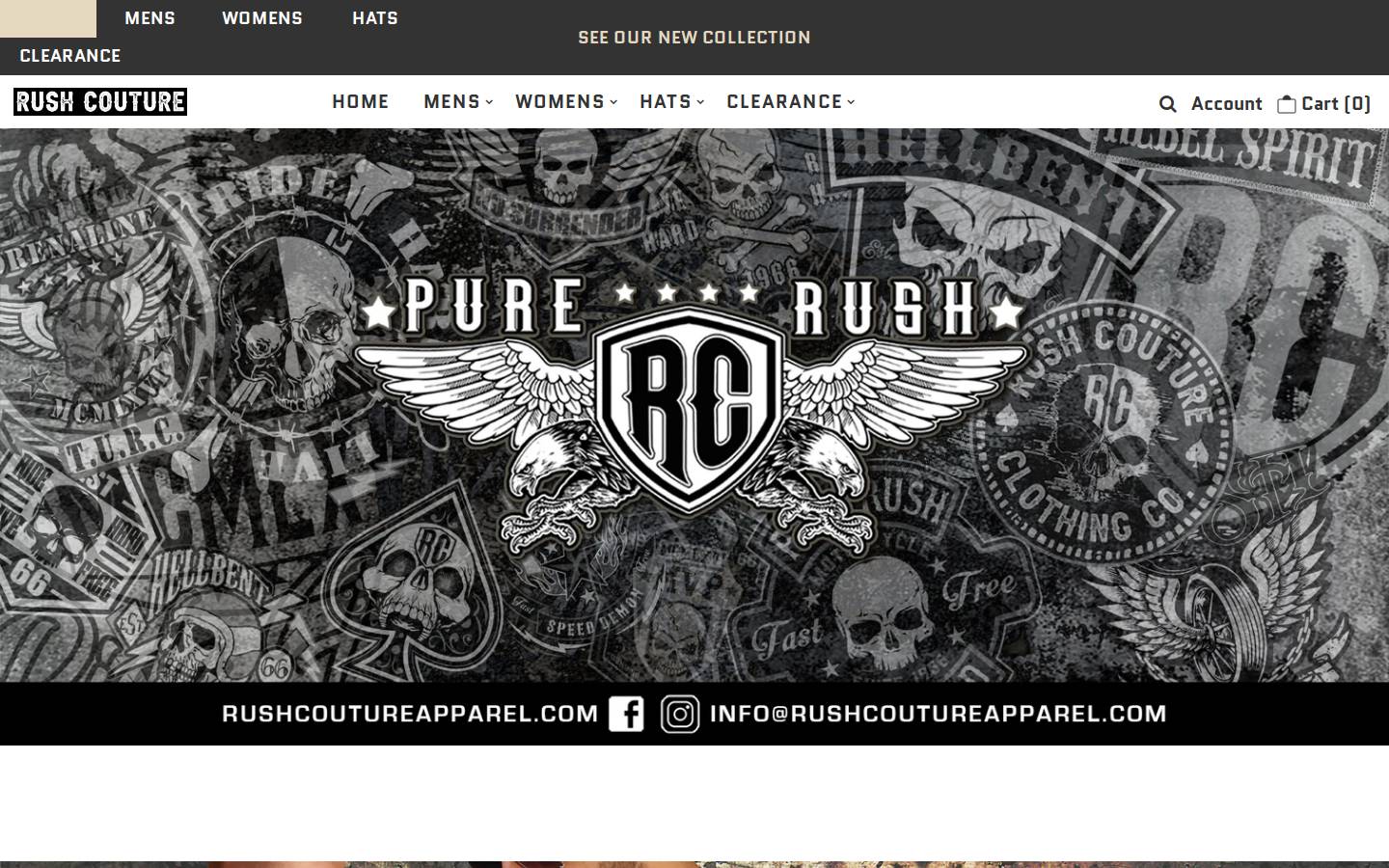 rushcoutureapparel.com homepage screenshot