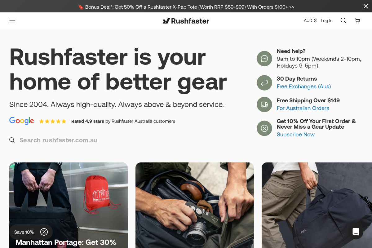 rushfaster homepage screenshot