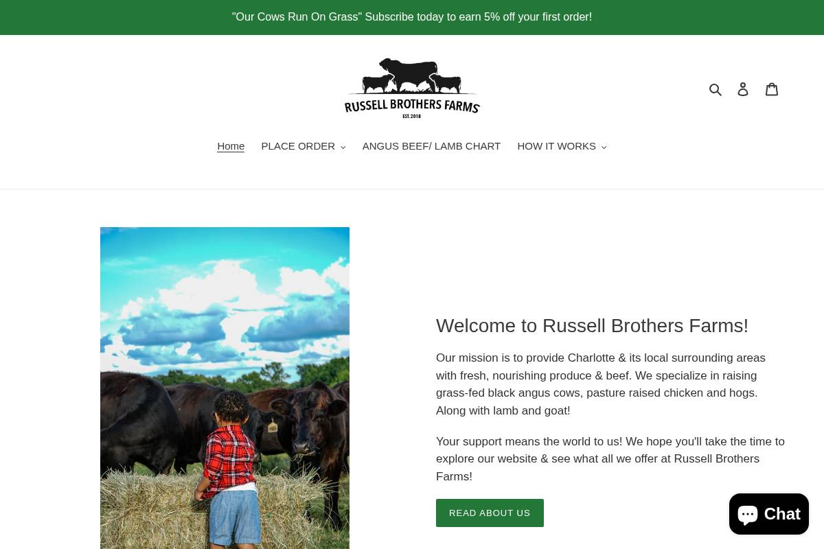 russellbrothersfarms.com homepage screenshot