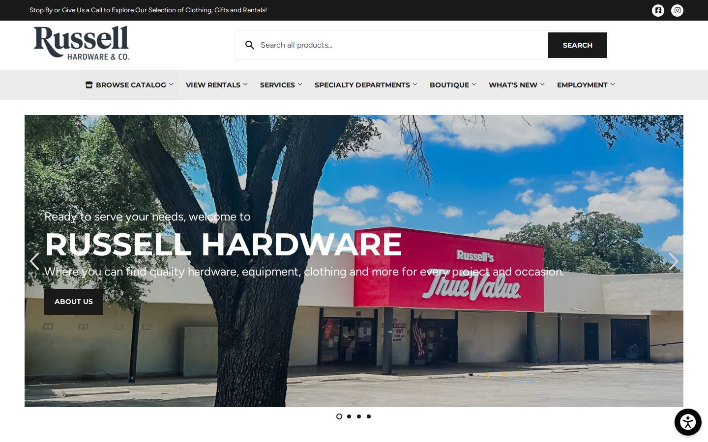 russellhardwaredelrio.com homepage screenshot