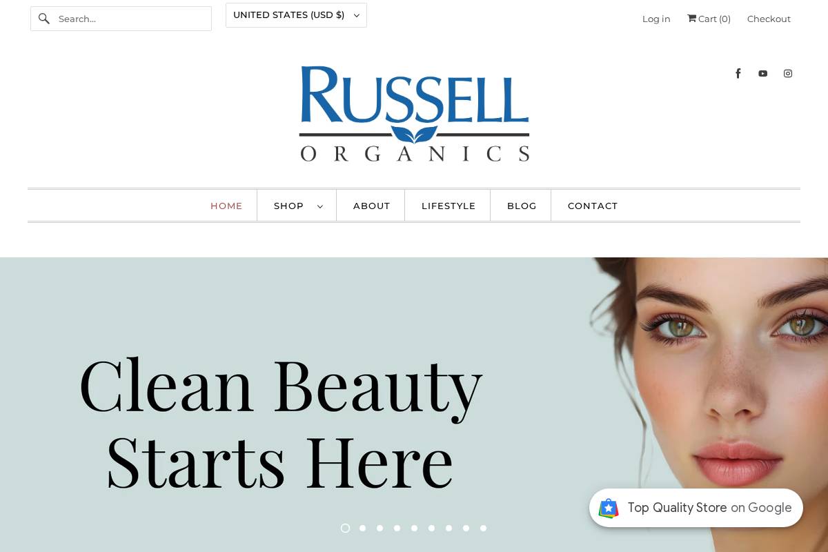 russellorganics.com homepage screenshot