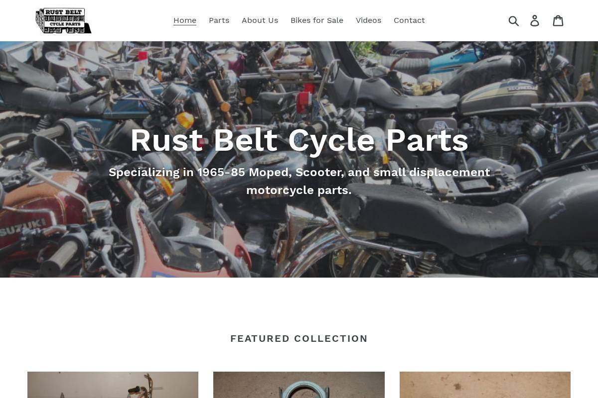 rustbeltcycleparts.com homepage screenshot