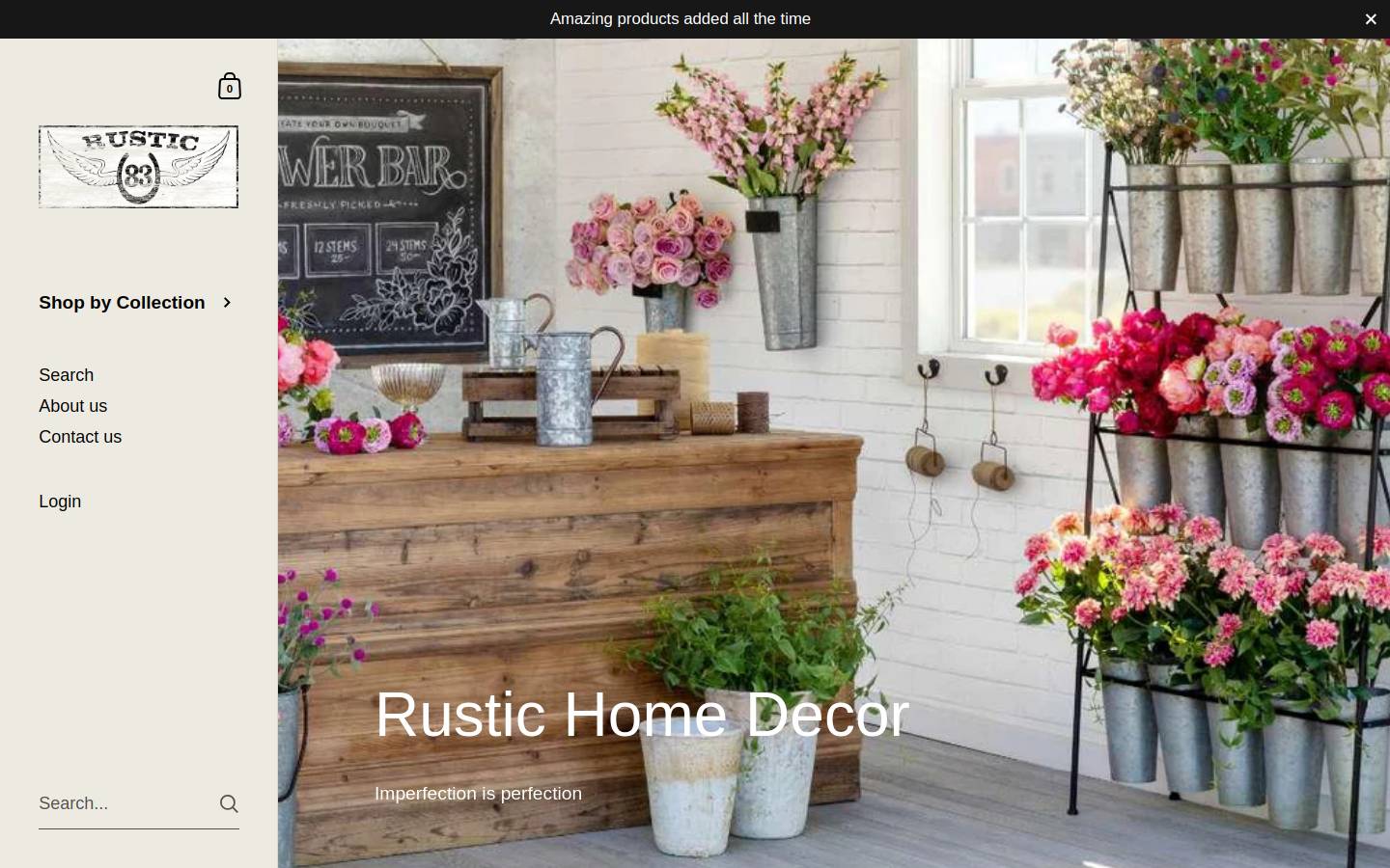 rustic83.com homepage screenshot