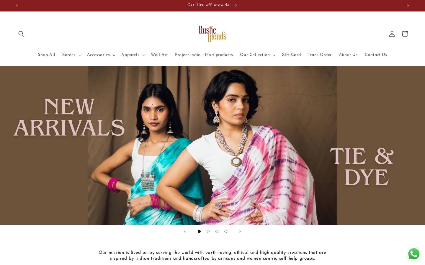 rusticblends.in homepage screenshot