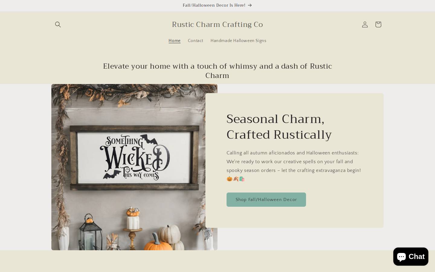 rusticcharmcrafting.com homepage screenshot