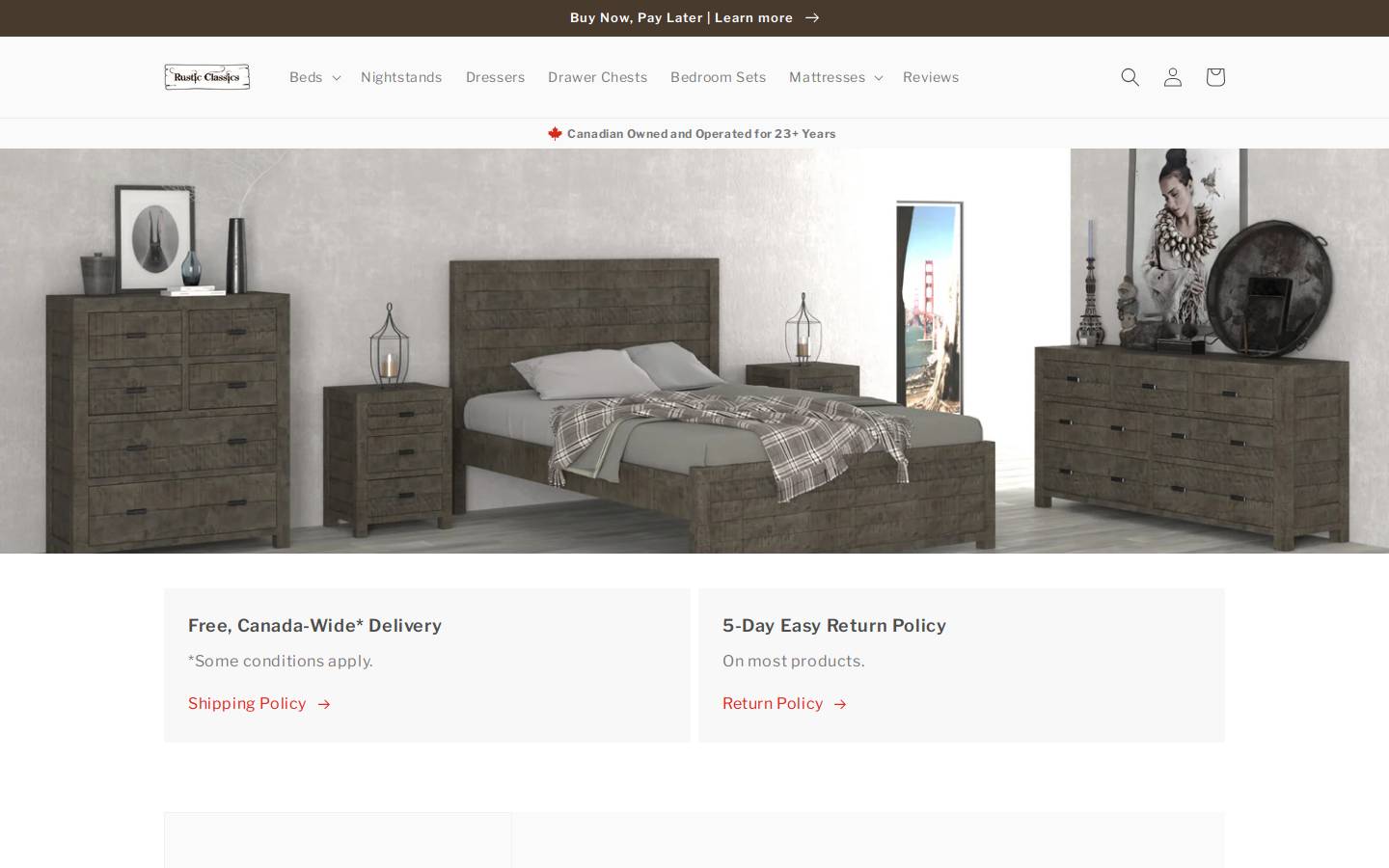 rusticclassics.ca homepage screenshot