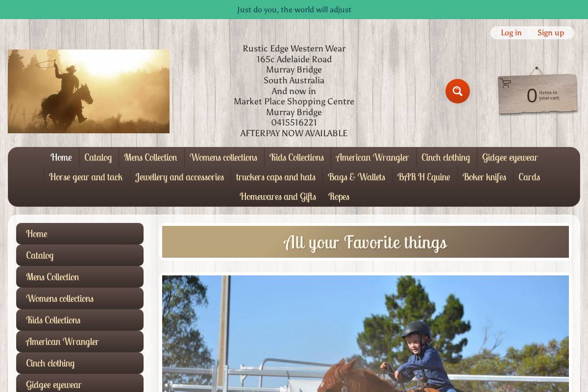 rusticedgewesternwear.com homepage screenshot