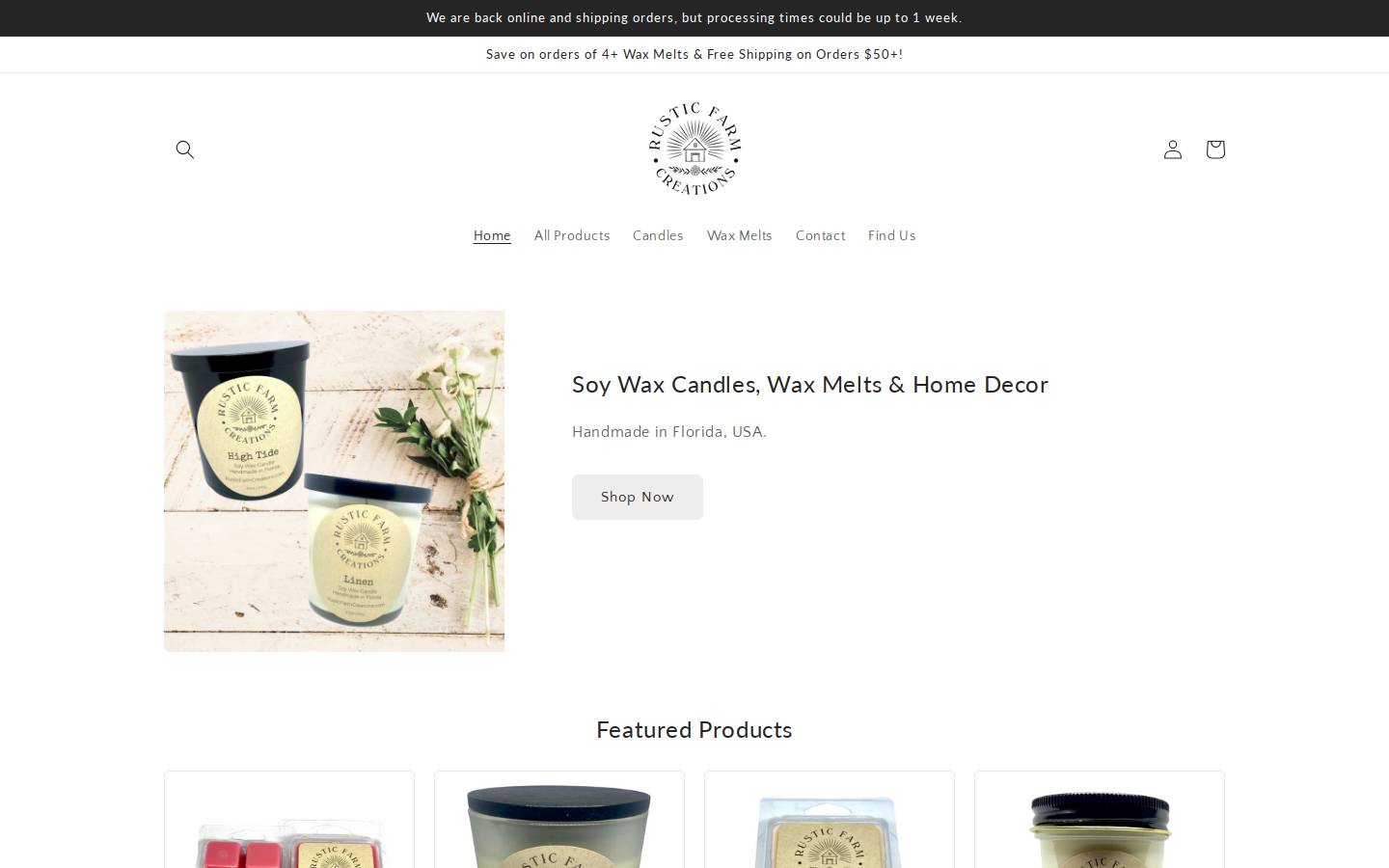 rusticfarmcreations.com homepage screenshot