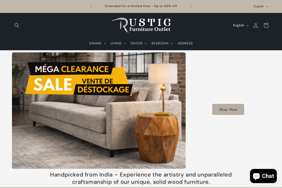 Rustic Furniture Outlet homepage screenshot