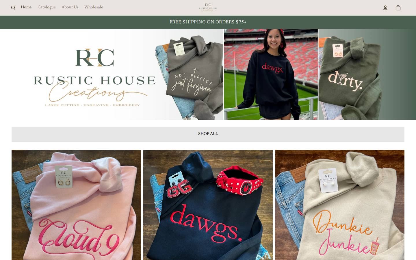 rustichousestore.com homepage screenshot