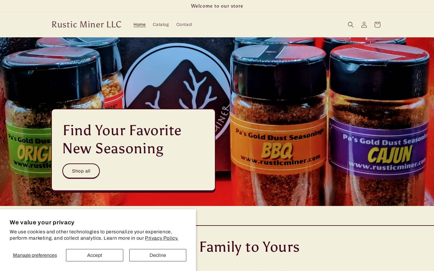 rusticminer.com homepage screenshot