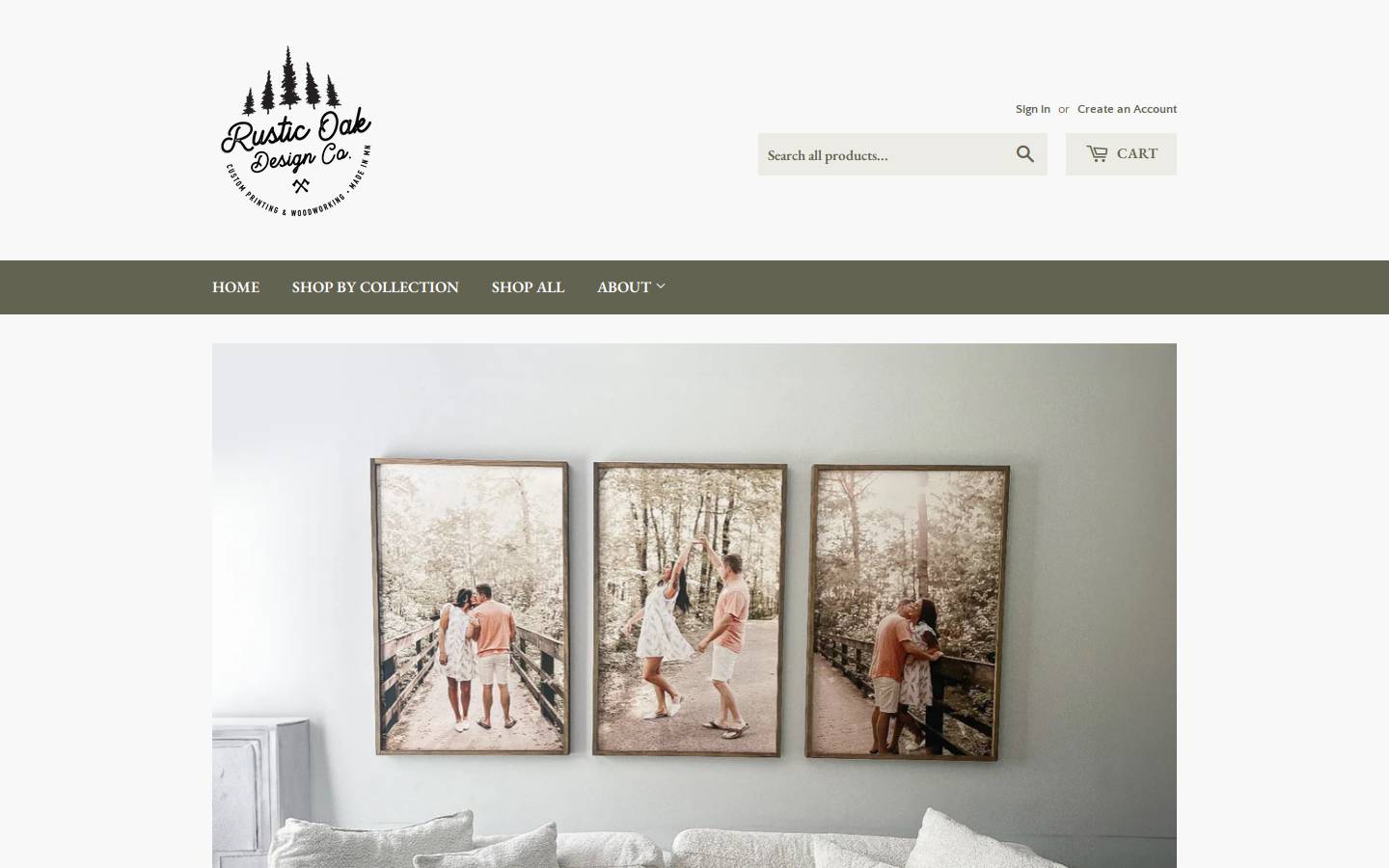 rusticoakdesign.com homepage screenshot