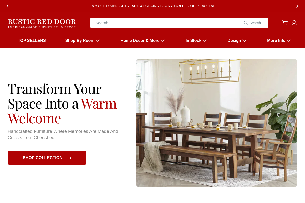 Rustic Red Door Co. homepage screenshot