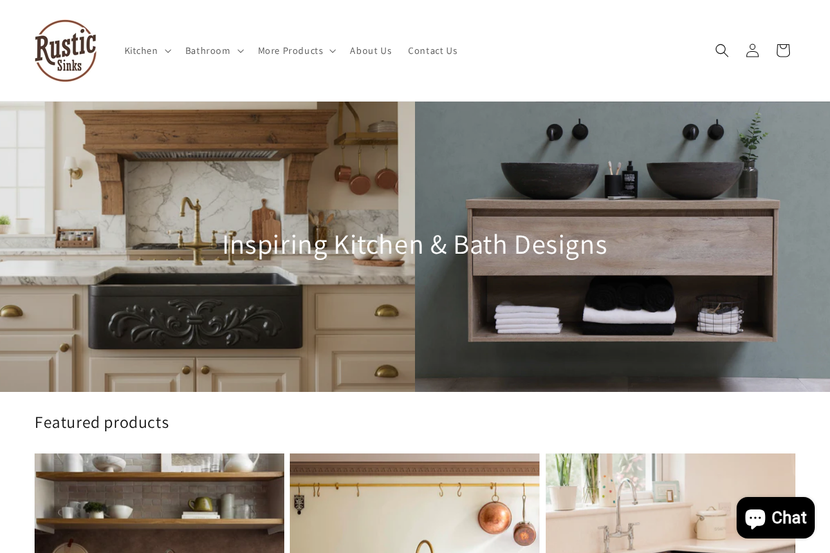 Rustic Sinks homepage screenshot