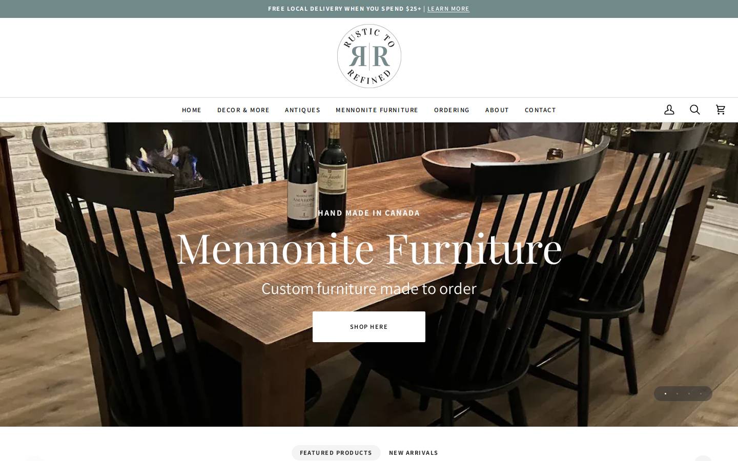 rustictorefined.com homepage screenshot