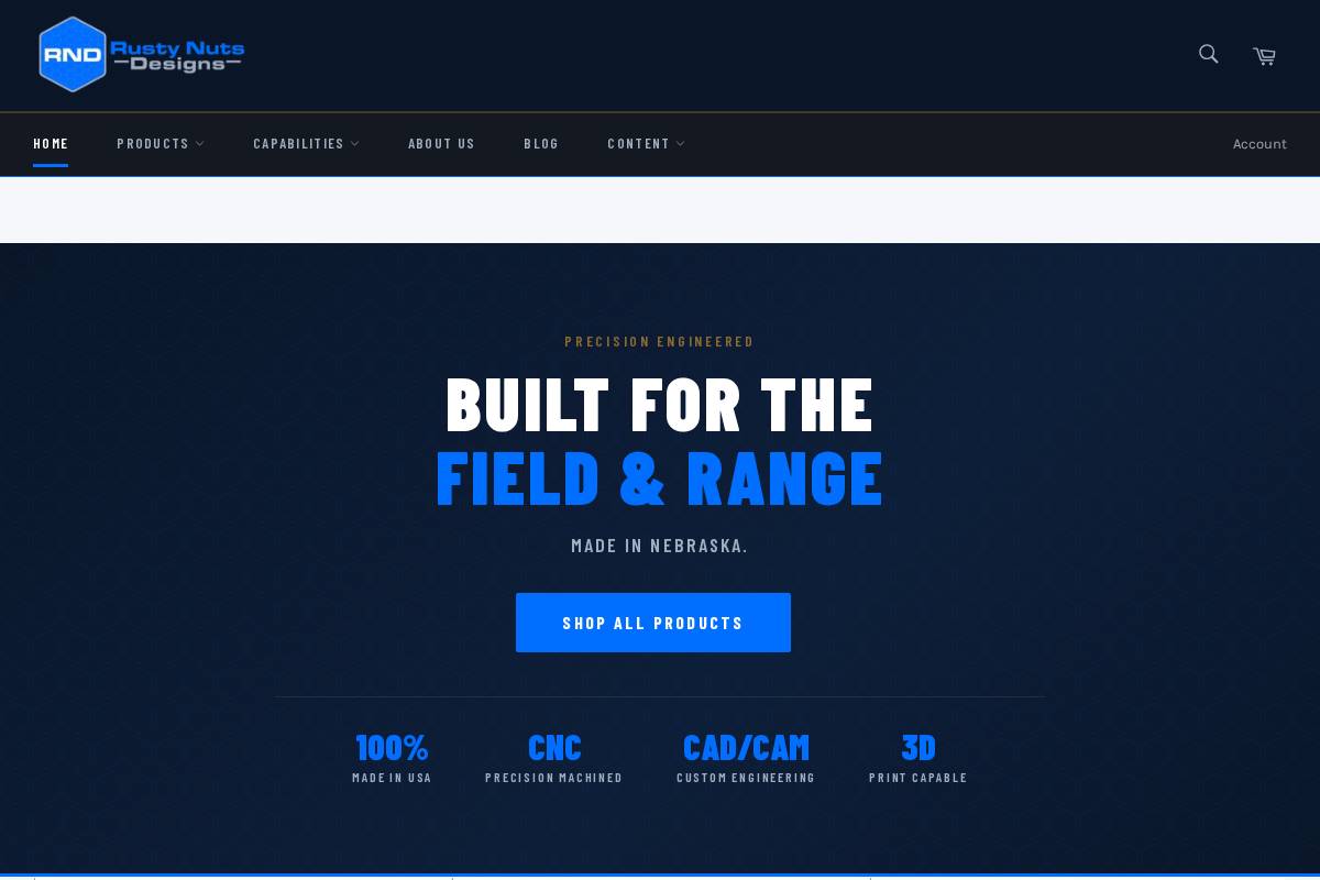 Rusty Nuts Designs homepage screenshot