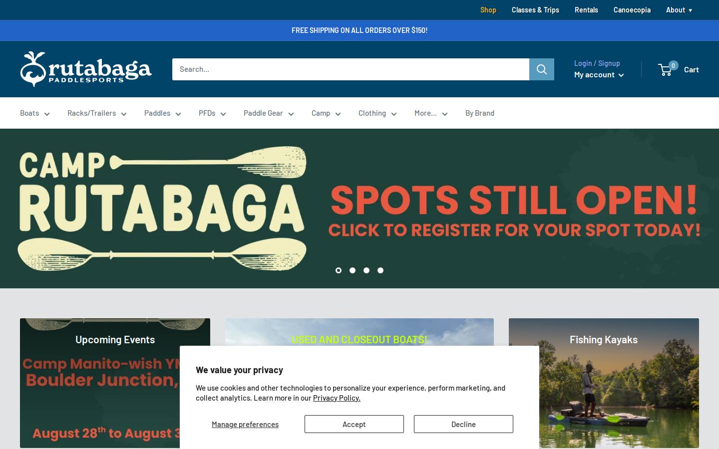 rutabagashop.com homepage screenshot
