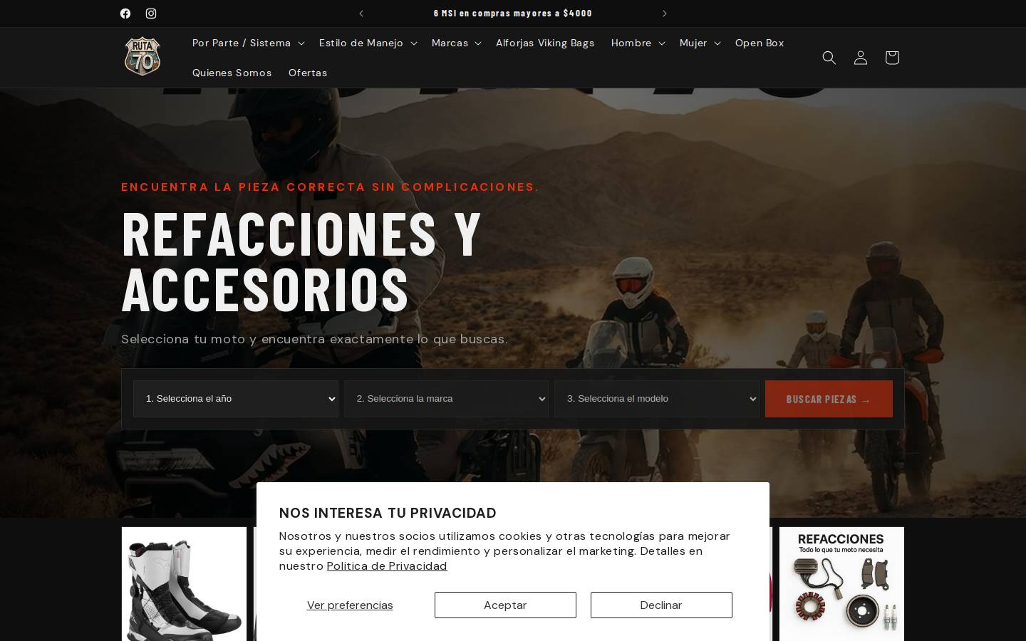 rutasetenta.com homepage screenshot