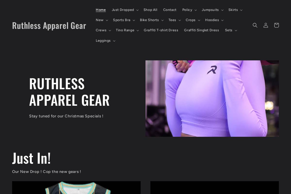 ruthlessapparelgear.com homepage screenshot