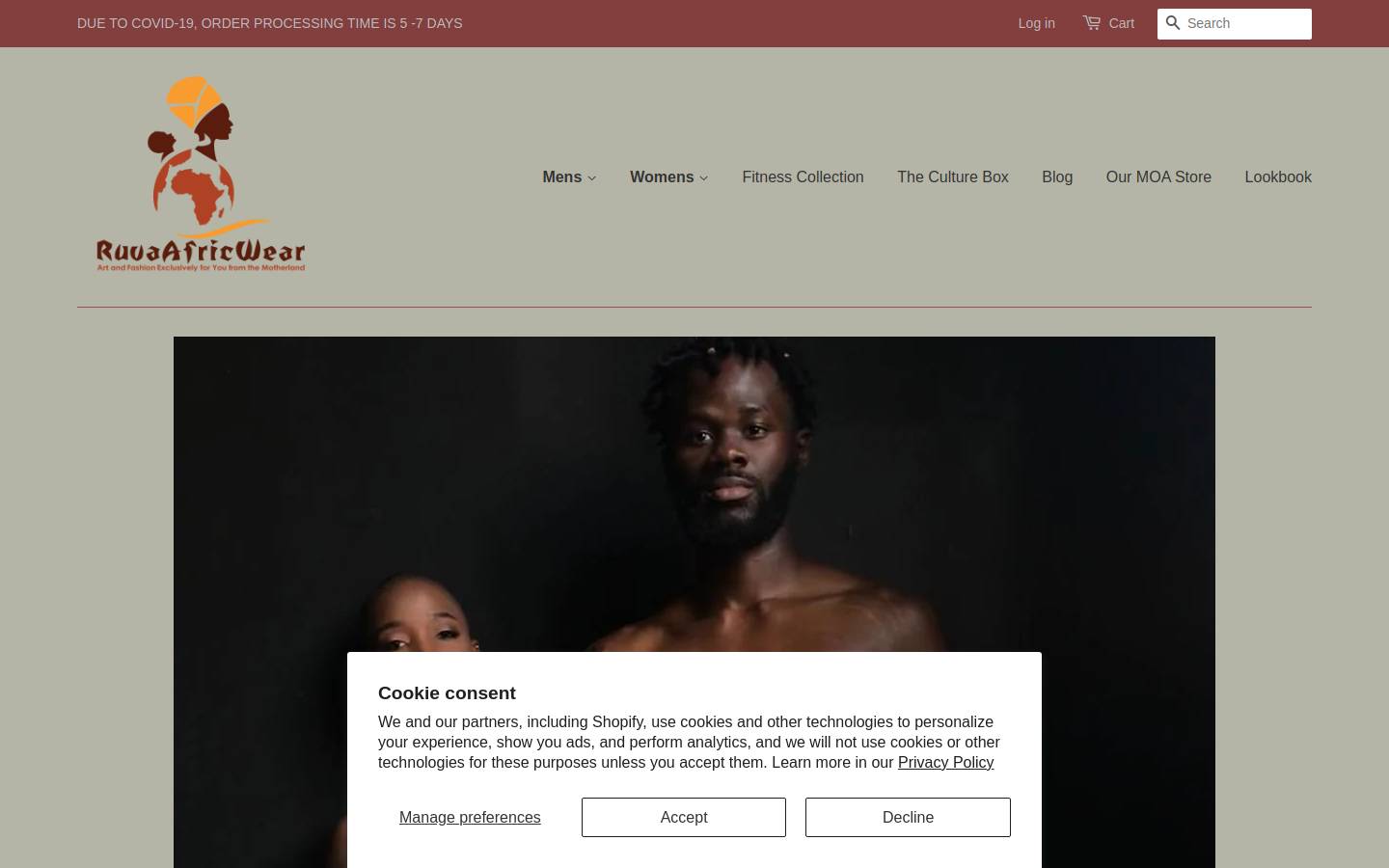 ruvaafricwear.com homepage screenshot