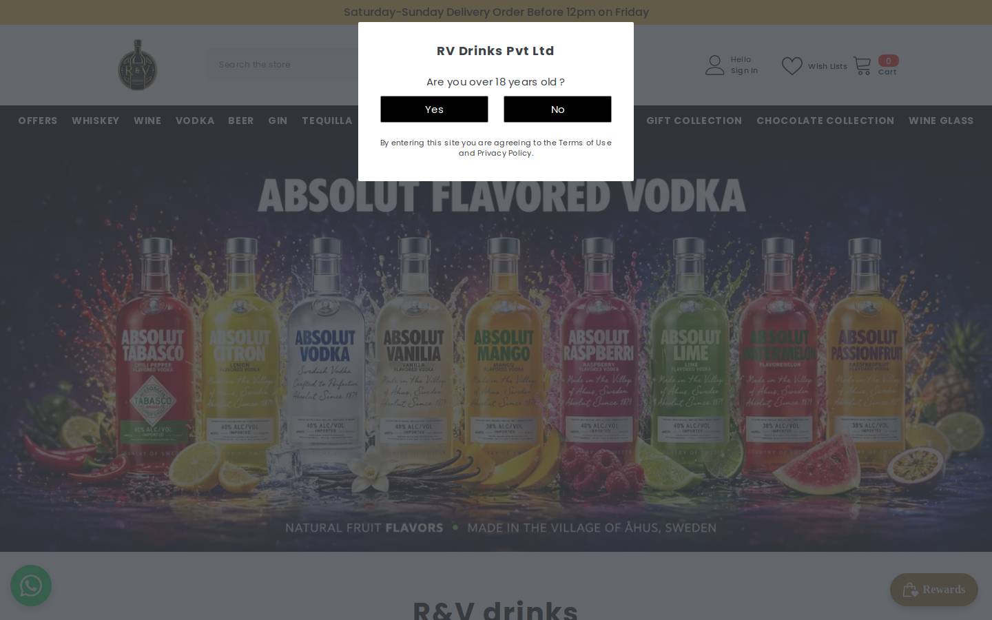 rvdrinks.com homepage screenshot