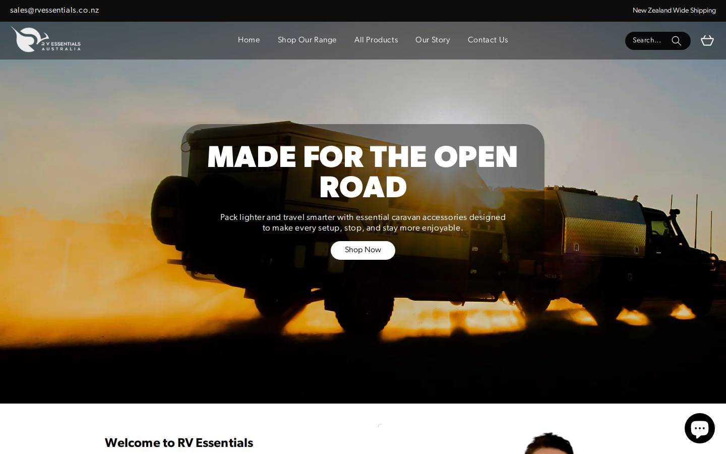 rvessentials.co.nz homepage screenshot