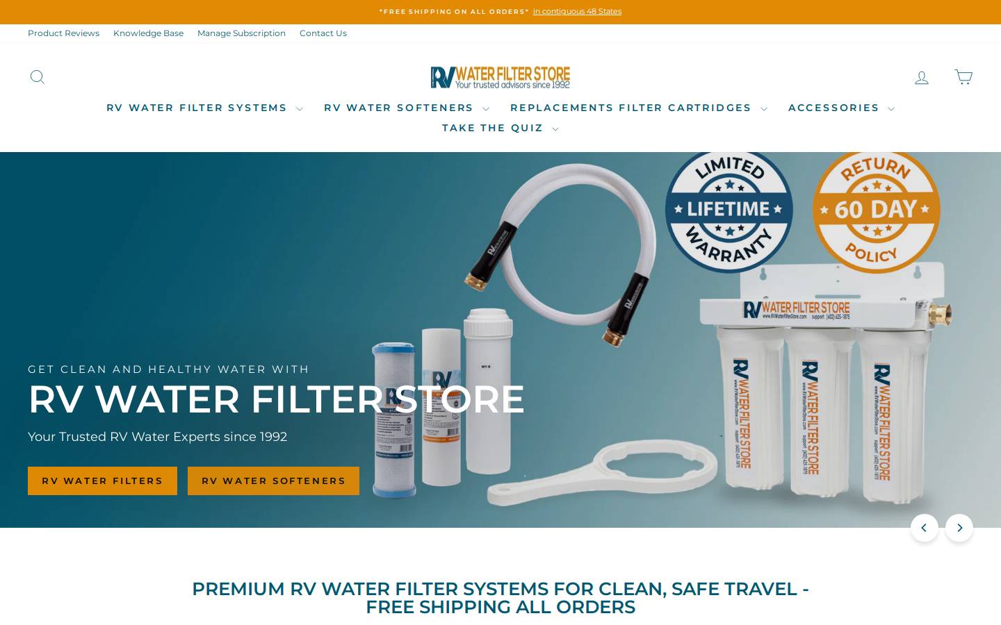 RV Water Filter Store homepage screenshot