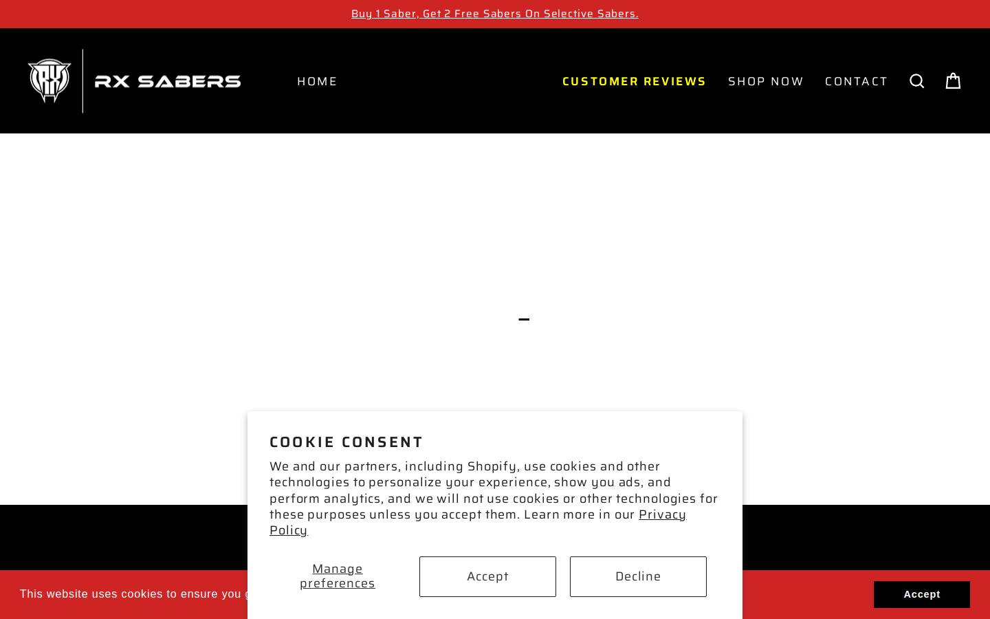 rxsabers.com homepage screenshot