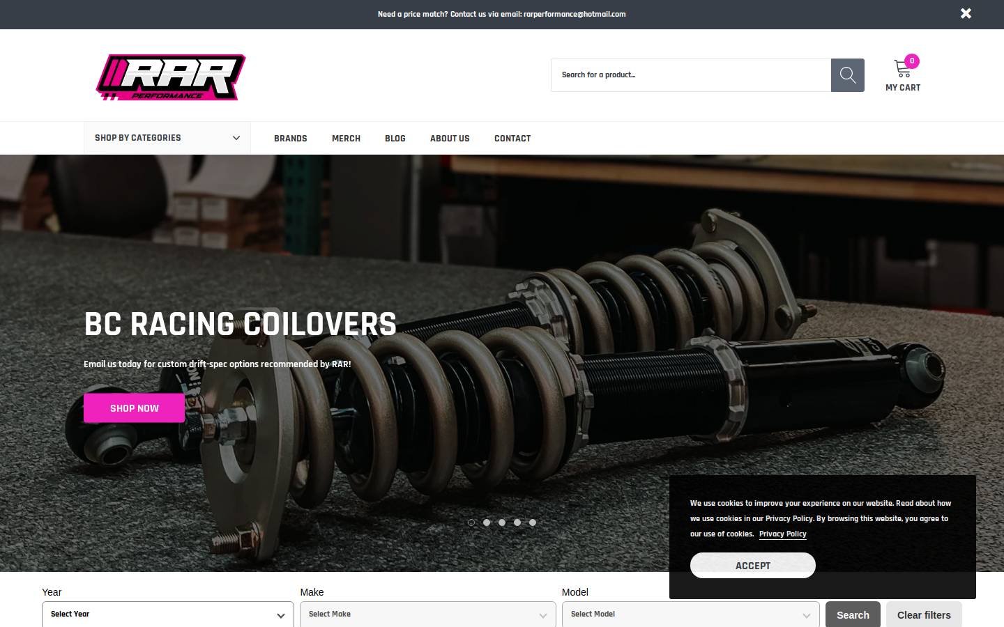 ryanacevedoracing.com homepage screenshot