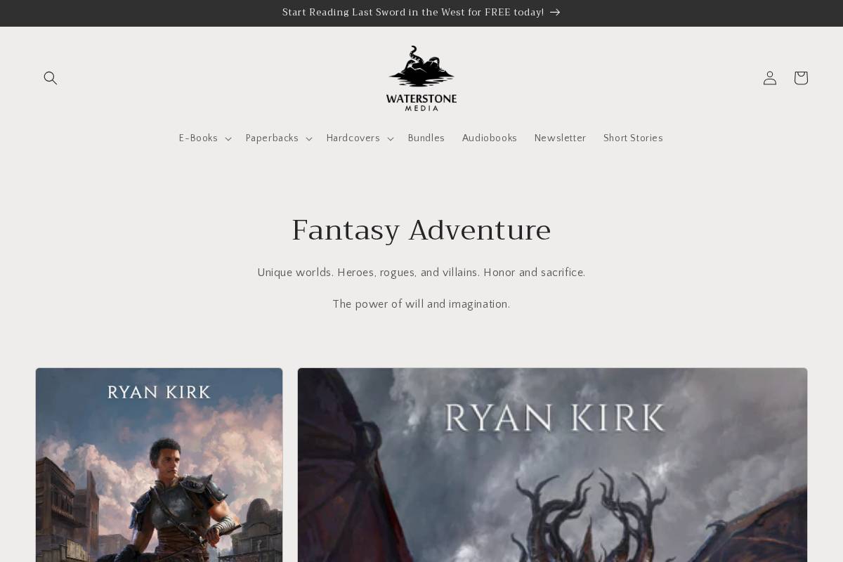 ryankirkauthor.com homepage screenshot